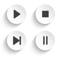 Media player button icons isolated on white background. vector