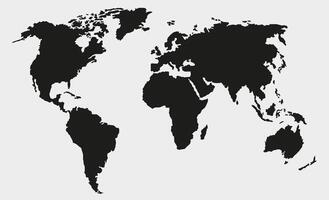 World map isolated on a white background. Flat earth, world map template. Dark silhouette of the world map. vector