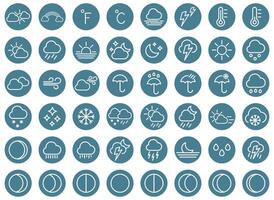 Set of weather icons in linear style. vector