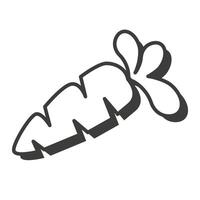 Carrot in a thin line. Carrot icon. Carrot with shadow. vector