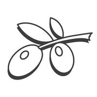 Olives on a branch in a thin line. Olives icon. Olives with shadow. vector