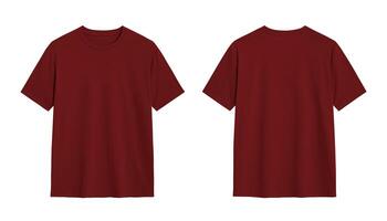 Two maroon t shirts mockup for design and branding. photo