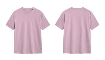 Blank pink t shirt mockup, front and back view, isolated on white background. photo