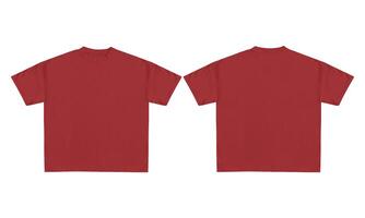 Blank red t shirt mockup template. Front and back view, isolated on white background photo