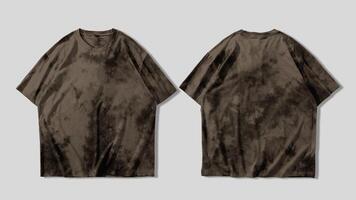 Mockup of a brown t shirt with a tie dye pattern. photo