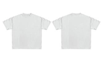 white T shirt mock up showcasing both front and back views. Ideal for showcasing designs and patterns in a professional manner. photo