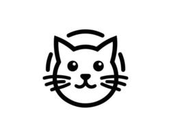 black and white cat icon on a white background vector