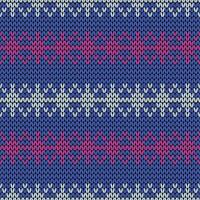 Knitted snowflake pattern for scandinavian sweater. Xmas snowfall wool knitted background. vector