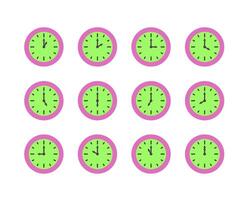 Summer clock color icon design with fruits. Collection of fruit icons of time. vector