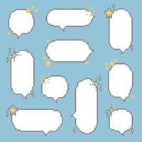 collection set of retro game 8bit pixel speech bubble balloon vector