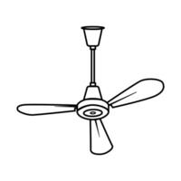 Ceiling fan on white background. outline line editable stroke. vector