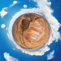 Little planet transformation of spherical panorama 360 degrees of Altai Mars photo