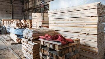 Warehouse with various types of timber photo