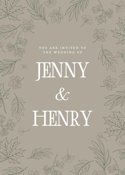 Fall Leaves Wedding Invitation Card