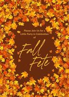 Fall Fete Party Invitation Card Template with Autumn Leaves