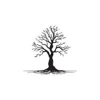 A black and white illustration of a tree with no leaves vector