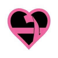 A pink ribbon in a heart shape vector