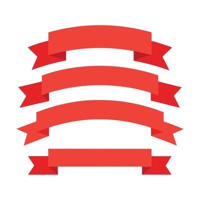 red ribbon icon set