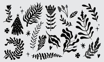 Leaf plant botanical nature exotic silhouette tropical collection clip art element set bundle boho matisse print art pattern editable vector
