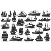 Liner Container Freighter and Buoy Set with Lighthouse and Yacht vector