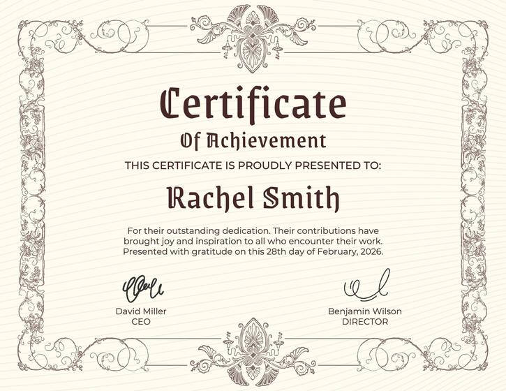 Certificate Of Achievement (Victorian)