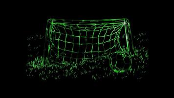 Neon frame effect,Playful Soccer Goal on black background video