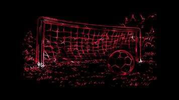 Neon frame effect,Playful Soccer Goal on black background video