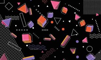 Geometric with memphis style background vector