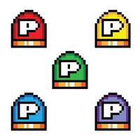 POW Power Button Game Pixel vector