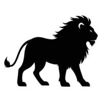 A black silhouette of a lion on a white background vector