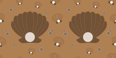 Pearl with Brown Shell in Seamless Pattern vector