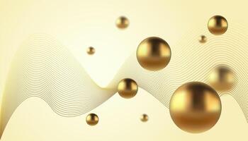 Abstract background with golden metallic balls. Trendy background in realistic style with gold. vector
