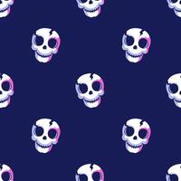 Seamless pattern with cute skulls. Festive background. Halloween. Repeat print vector