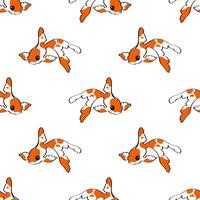 Japanese Chinese goldfish on white background. Seamless pattern. Background design. vector