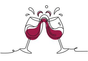 Two wine glasses clinking with splashes vector
