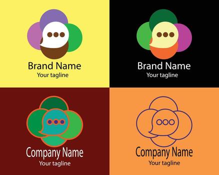 Messaging Best Abstract Logos - Four Different Designs of the Same Shape for Business Companies. vector
