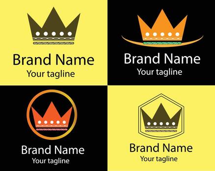Royal Crown Shaped Color Editable Abstract - Four Best Logos for Companies with Different Shapes of the Same Shape. vector