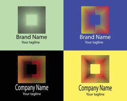 Four Angled Zigzag Cool Abstract Logos - Four Different Designs of the Same Shape for Business Companies vector