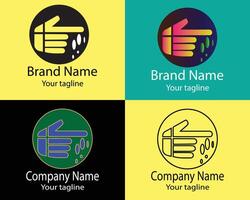 Hand-Fingers-Extended-Donation-Sign Abstract-Four Best Logos for Companies with Different Shapes. vector