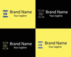 Straight Line Moving Arrow in Center Color Editable Abstract - Four Best Logos for Companies with Different Shapes. vector