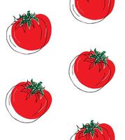 Seamless pattern of sketch red tomato vector