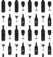 Seamless pattern of wine bottle and glass vector