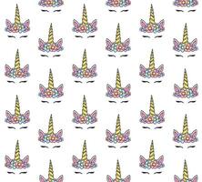 Seamless pattern of hand drawn unicorn face vector