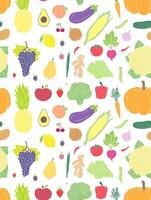 Seamless pattern of fruit and vegetables vector