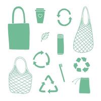 Bundle of eco zero waste products vector