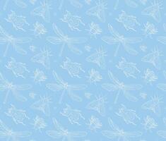 Seamless pattern of hand drawn insects vector