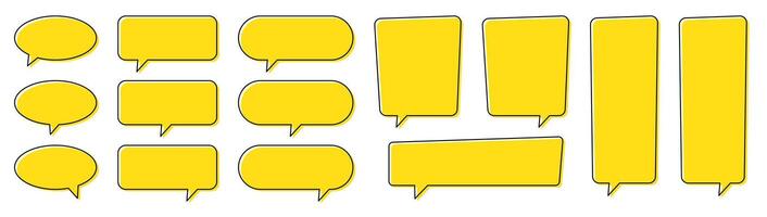 Chat bubble in yellow, speech bubble, message box set. Yellow quote background. vector