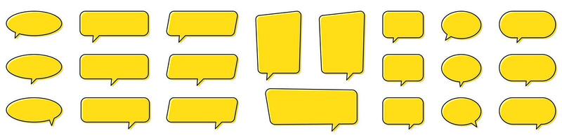 Chat bubble in yellow, speech bubble, message box set. vector