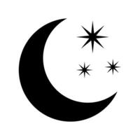 Crescent moon with stars icon on white background. Night icon. Crescent moon icon. vector