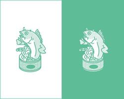 Tuna Fish Coming Out of Tuna Can Cartoon Icon and Illustration for Seafood Branding Merchandise TShirts Posters Food Logos Web Design and Fun Themed Projects vector